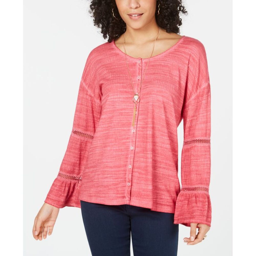 Style & Co Tiered Sleeve Button Up Top